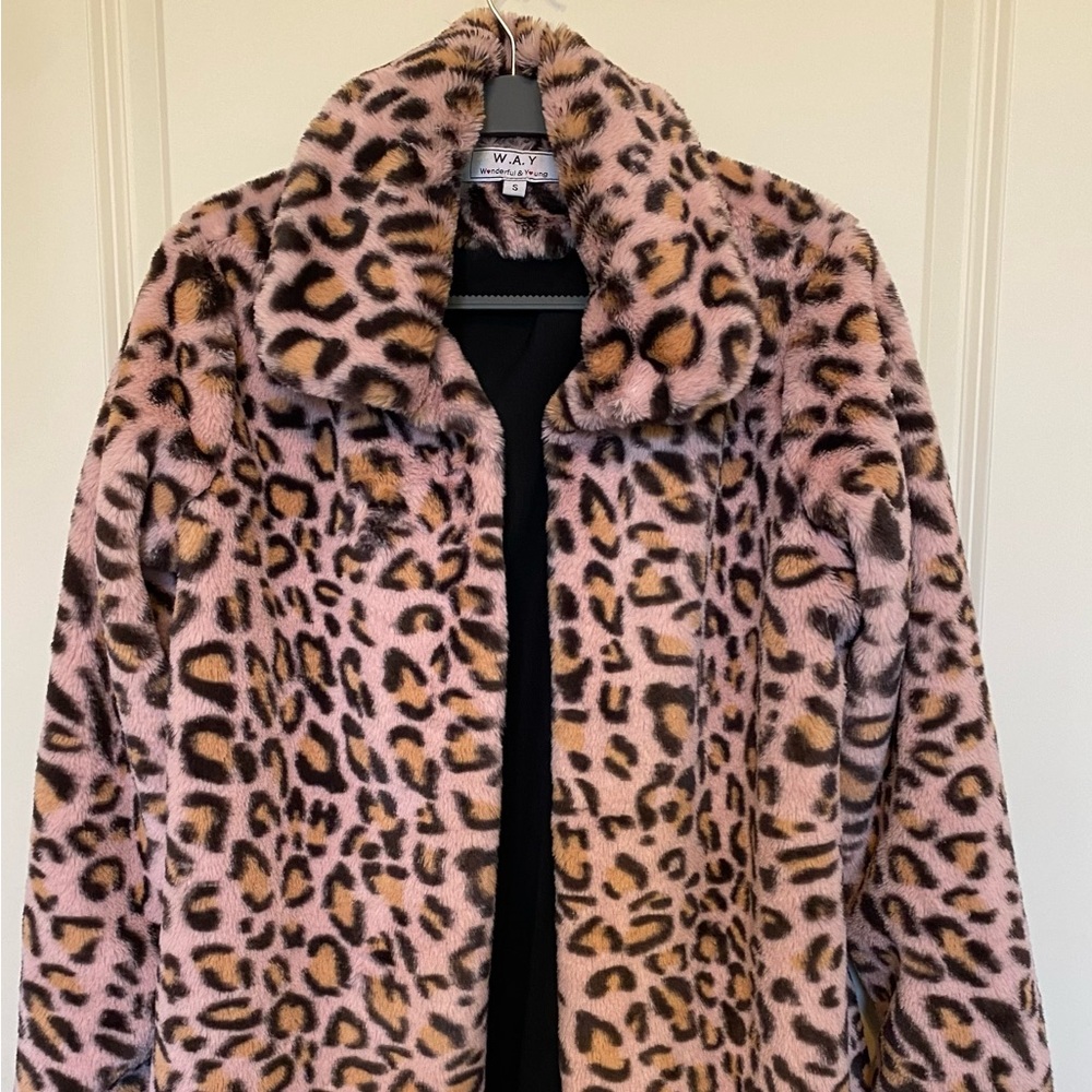 Leopard Faux Fur Cardigan Coat by W.A.Y